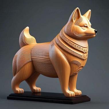 3D model Akita Inu dog (STL)